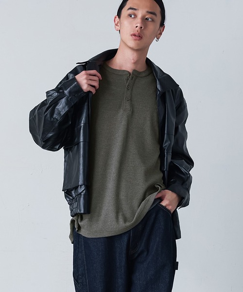 MDR(エムディアール)の「ヘンリーネック ワッフル サーマルロンT(Tシャツ/カットソー・メンズ・ブラック/グレー・L/M)」の22枚目の写真