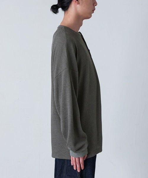 MDR(エムディアール)の「ヘンリーネック ワッフル サーマルロンT(Tシャツ/カットソー・メンズ・ブラック/グレー・L/M)」の12枚目の写真