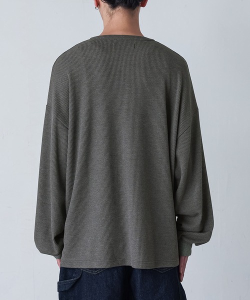 MDR(エムディアール)の「ヘンリーネック ワッフル サーマルロンT(Tシャツ/カットソー・メンズ・ブラック/グレー・L/M)」の13枚目の写真