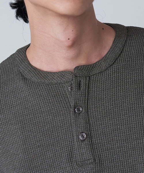 MDR(エムディアール)の「ヘンリーネック ワッフル サーマルロンT(Tシャツ/カットソー・メンズ・ブラック/グレー・L/M)」の15枚目の写真