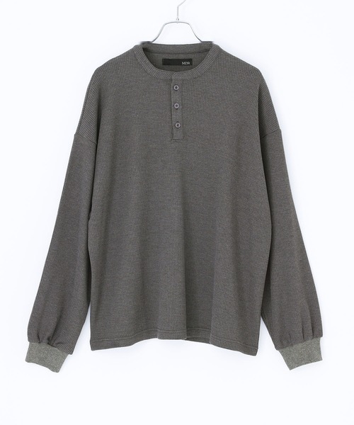 MDR(エムディアール)の「ヘンリーネック ワッフル サーマルロンT(Tシャツ/カットソー・メンズ・ブラック/グレー・L/M)」の5枚目の写真