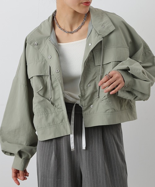 COLONY 2139(コロニートゥーワンスリーナイン)の「ショートミリタリーブルゾン(ミリタリージャケット・レディース・ブラック/カーキ/グレー・FREE)」の3枚目の写真