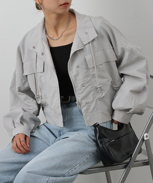 COLONY 2139(コロニートゥーワンスリーナイン)の「ショートミリタリーブルゾン(ミリタリージャケット・レディース・ブラック/カーキ/グレー・FREE)」の17枚目の写真