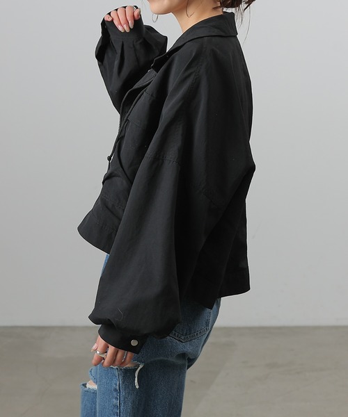 COLONY 2139(コロニートゥーワンスリーナイン)の「ショートミリタリーブルゾン(ミリタリージャケット・レディース・ブラック/カーキ/グレー・FREE)」の8枚目の写真