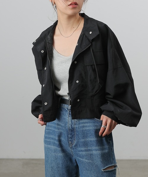 COLONY 2139(コロニートゥーワンスリーナイン)の「ショートミリタリーブルゾン(ミリタリージャケット・レディース・ブラック/カーキ/グレー・FREE)」の7枚目の写真