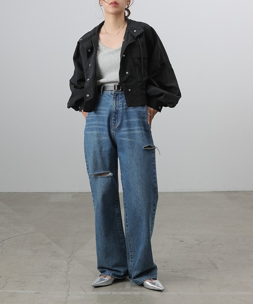 COLONY 2139(コロニートゥーワンスリーナイン)の「ショートミリタリーブルゾン(ミリタリージャケット・レディース・ブラック/カーキ/グレー・FREE)」の11枚目の写真