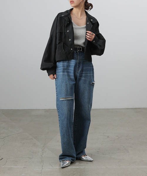 COLONY 2139(コロニートゥーワンスリーナイン)の「ショートミリタリーブルゾン(ミリタリージャケット・レディース・ブラック/カーキ/グレー・FREE)」の14枚目の写真