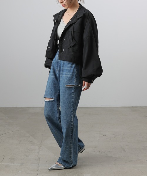 COLONY 2139(コロニートゥーワンスリーナイン)の「ショートミリタリーブルゾン(ミリタリージャケット・レディース・ブラック/カーキ/グレー・FREE)」の12枚目の写真