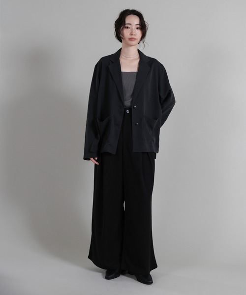 select MOCA Et(セレクトモカエト)の「【Et】Tuck Wide Relaxed Pants(その他パンツ・レディース・ブラック/グレー・LARGE/MEDIUM)」の4枚目の写真