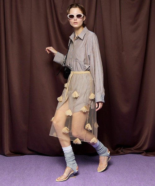 MAISON SPECIAL（メゾンスペシャル）の「Rhinestone Overshirt/ラインストーンオーバーシャツ（シャツ/ブラウス・レディース・ピンク/キャメル/ブルー・FREE）」の5枚目の写真