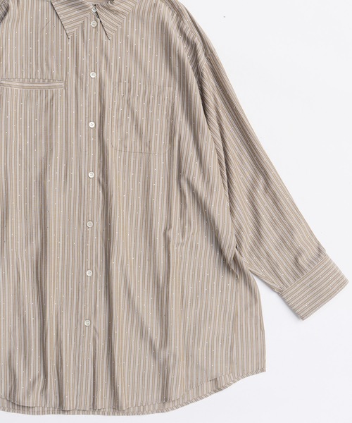 MAISON SPECIAL（メゾンスペシャル）の「Rhinestone Overshirt/ラインストーンオーバーシャツ（シャツ/ブラウス・レディース・ピンク/キャメル/ブルー・FREE）」の13枚目の写真