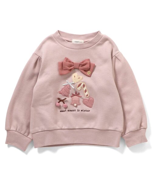 Seraph（セラフ）の「【裏シャギー】モチーフトレーナー（スウェット・キッズ・ブラック/サックスブルー/ピンク/アイボリー・80/90/100/110/120/130/140）」の4枚目の写真