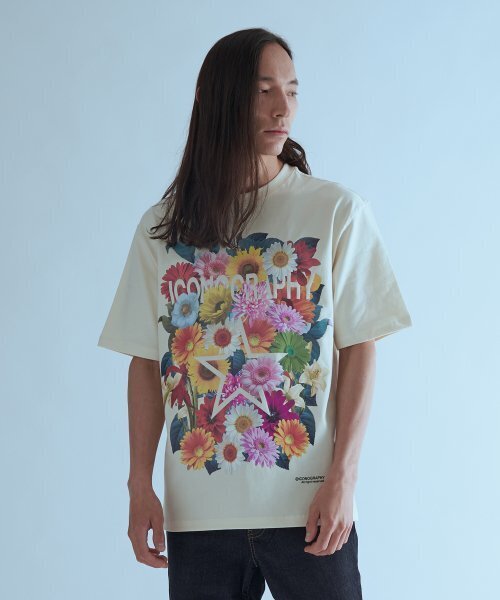 ICONOGRAPHY(アイコノグラフィー)の「SURREALISM MOVEMET FLOWER STAR CR(Tシャツ/カットソー・メンズ・アイボリー・MEDIUM/SMALL)」の1枚目の写真
