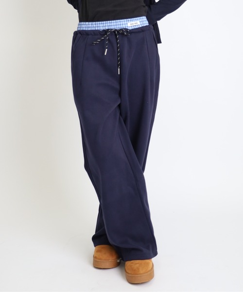 Vini（ヴィニ）の「レイヤードワイドシルエットパンツ（スウェットパンツ・レディース・グレー/ブラック/ネイビー・MEDIUM）」の3枚目の写真