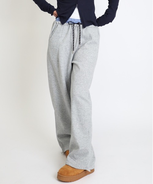 Vini（ヴィニ）の「レイヤードワイドシルエットパンツ（スウェットパンツ・レディース・グレー/ブラック/ネイビー・MEDIUM）」の5枚目の写真