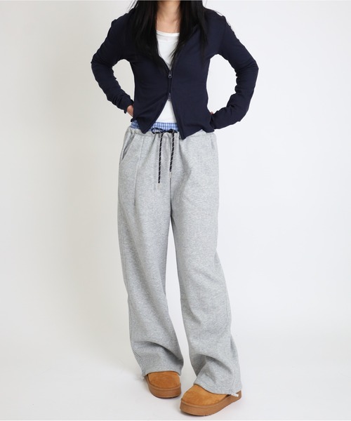 Vini（ヴィニ）の「レイヤードワイドシルエットパンツ（スウェットパンツ・レディース・グレー/ブラック/ネイビー・MEDIUM）」の7枚目の写真