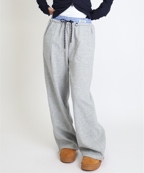 Vini（ヴィニ）の「レイヤードワイドシルエットパンツ（スウェットパンツ・レディース・グレー/ブラック/ネイビー・MEDIUM）」の6枚目の写真