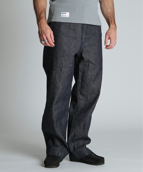 schott(ショット)の「Schott/ショット/NEP DENIM RAW TROUSERS/ネップデニム パンツ(デニムパンツ・メンズ・インディゴブルー/ブラック・30/32/34/36)」の2枚目の写真
