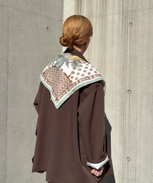 ISOOK（アイスー）の「【ISOOK / アイスー】ミックスパターンスカーフ / バンダナ ボタニカル アニマル ペイズリー エスニック バブーシュカ ヘッドドレス イエロー ブラウン グリーン（バンダナ/スカーフ）」