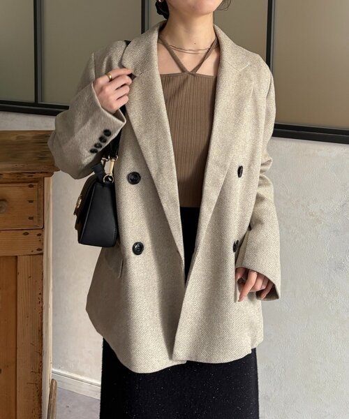 Thevon(ゼボン)の「ツイードテーラードジャケット(テーラードジャケット・レディース・アイボリー/ブラウン・FREE)」の3枚目の写真