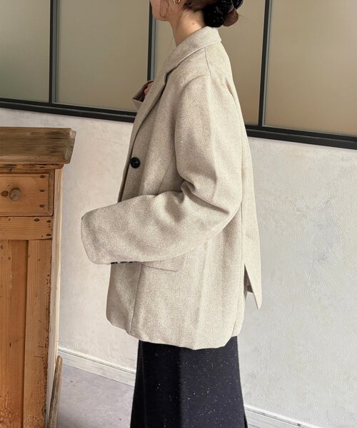 Thevon(ゼボン)の「ツイードテーラードジャケット(テーラードジャケット・レディース・アイボリー/ブラウン・FREE)」の4枚目の写真