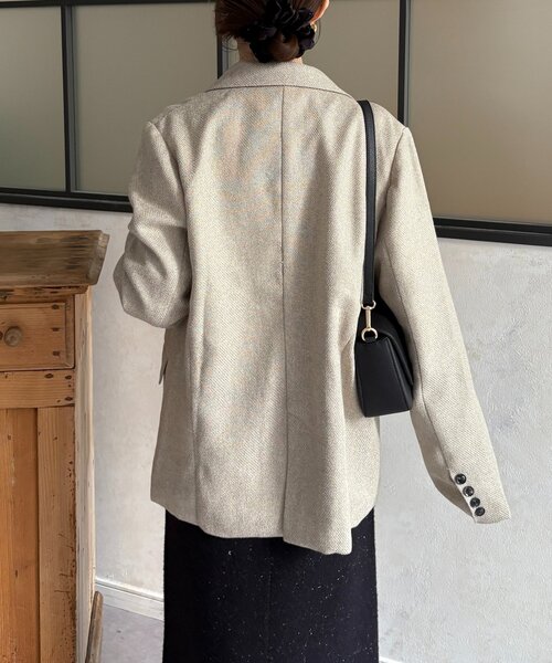 Thevon(ゼボン)の「ツイードテーラードジャケット(テーラードジャケット・レディース・アイボリー/ブラウン・FREE)」の5枚目の写真