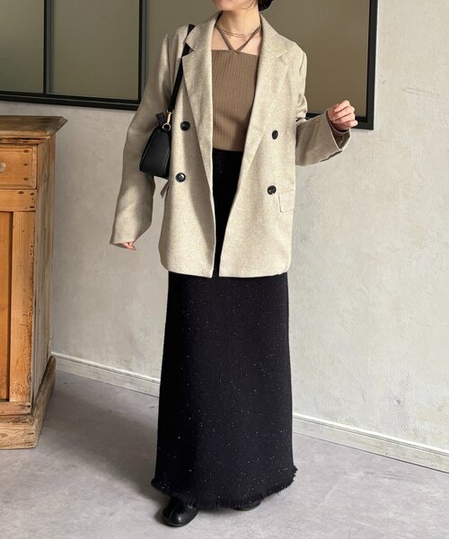 Thevon(ゼボン)の「ツイードテーラードジャケット(テーラードジャケット・レディース・アイボリー/ブラウン・FREE)」の8枚目の写真