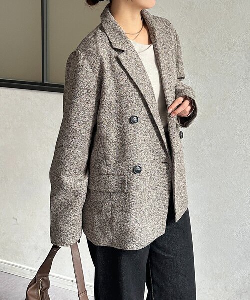 Thevon(ゼボン)の「ツイードテーラードジャケット(テーラードジャケット・レディース・アイボリー/ブラウン・FREE)」の19枚目の写真