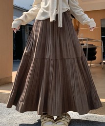 shoppinggo（ショッピングゴー）の「プリーツスカートロング黒 無地スカート ひざ下 フレアスカート ハイウェスト ボトムス 着痩せ フレア裾（スカート）」