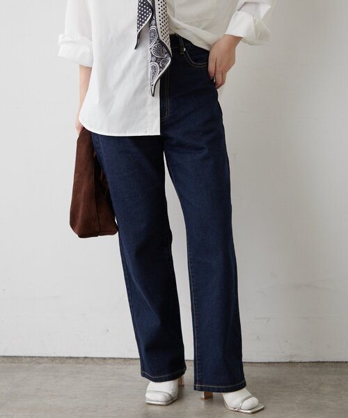 Remind me and forever（リマインドミーアンドフォーエバー）の「【楽なのに美シルエット】ストレートデニムパンツ（デニムパンツ・レディース・ワンウォッシュ/ブラック/その他・FREE）」の3枚目の写真