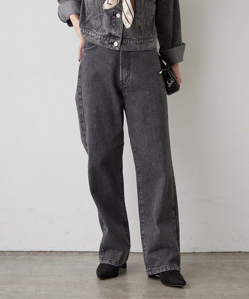 Remind me and forever（リマインドミーアンドフォーエバー）の「【楽なのに美シルエット】ストレートデニムパンツ（デニムパンツ・レディース・ワンウォッシュ/ブラック/その他・FREE）」の2枚目の写真