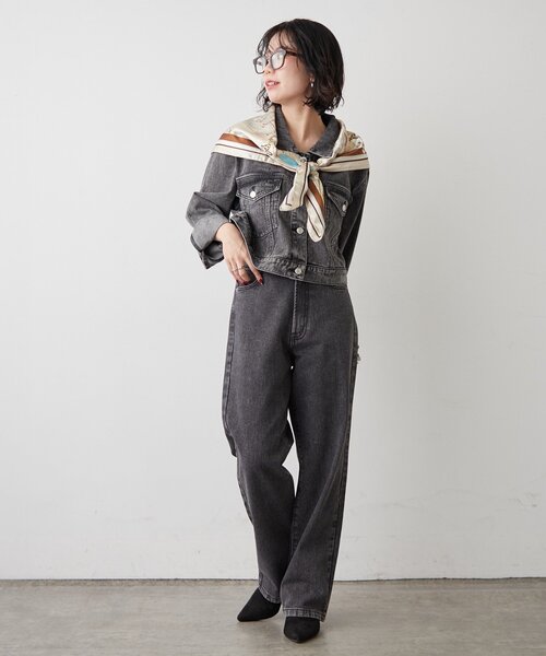 Remind me and forever（リマインドミーアンドフォーエバー）の「【楽なのに美シルエット】ストレートデニムパンツ（デニムパンツ・レディース・ワンウォッシュ/ブラック/その他・FREE）」の7枚目の写真