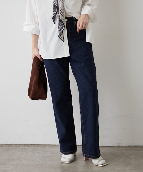 Remind me and forever（リマインドミーアンドフォーエバー）の「【楽なのに美シルエット】ストレートデニムパンツ（デニムパンツ・レディース・ワンウォッシュ/ブラック/その他・FREE）」の20枚目の写真