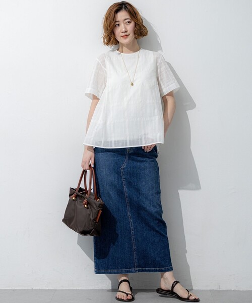 23区 L(ニジュウサンクオオキイサイズ)の「23区DENIM Iライン デニムスカート(デニムスカート・レディース・ネイビー系/ホワイト系/ダルブルー系/スカイブルー系・50/46/48/44)」の7枚目の写真
