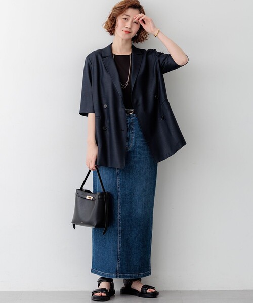 23区 L(ニジュウサンクオオキイサイズ)の「23区DENIM Iライン デニムスカート(デニムスカート・レディース・ネイビー系/ホワイト系/ダルブルー系/スカイブルー系・50/46/48/44)」の5枚目の写真