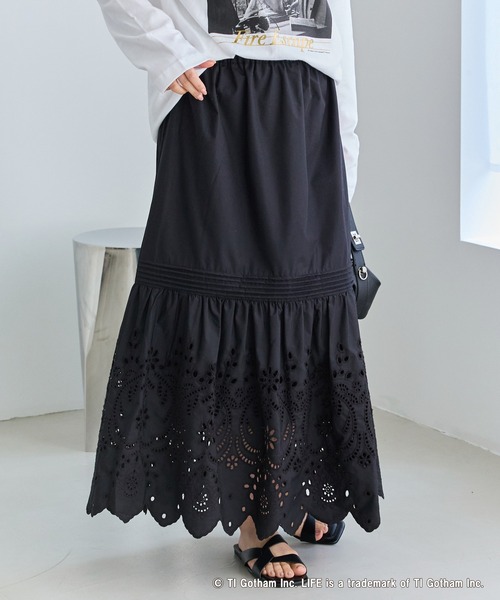 LAVEANGE(ラビアンジェ)の「刺繍レースフレアスカート(スカート・レディース・ブラック/オフホワイト・4L/3L/LL/M/5L)」の3枚目の写真