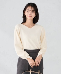 【WEB限定】Vネックパフスリーブニット