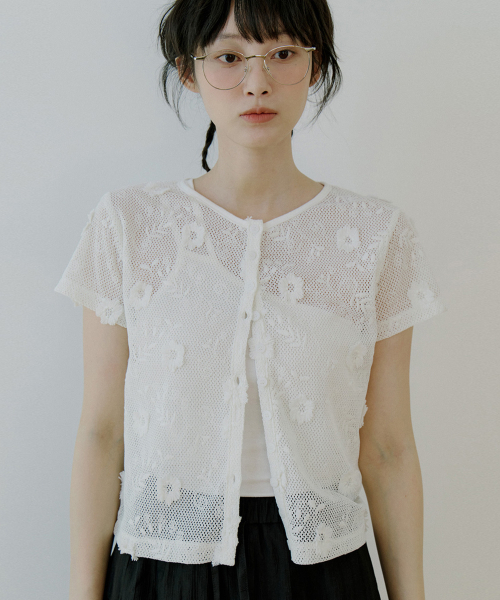 REORG(リオルグ)の「WOI FLORAL CARDIGAN IVORY(カーディガン/ボレロ・レディース・その他・SMALL/MEDIUM)」の1枚目の写真