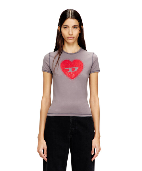 DIESEL(ディーゼル)の「ウィメンズ Tシャツ T-UNCUTIES-LONG-S5(Tシャツ/カットソー・レディース・グレー/ピンク・MEDIUM/SMALL/X-LARGE/LARGE)」の2枚目の写真