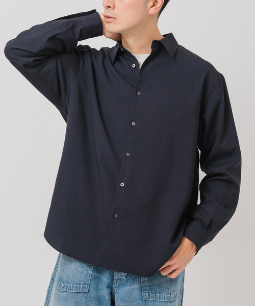 EDIFICE（エディフィス）の「SUPER 100’s ウール レギュラー シャツ（シャツ/ブラウス・メンズ・ブラック/ネイビー/グレー・SMALL/MEDIUM/LARGE）」の3枚目の写真