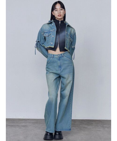 EMODA(エモダ)の「カットウォッシュドプレーティングジップニット(ニット/セーター・レディース・ブラック/ベージュ/ピンク・FREE)」の11枚目の写真