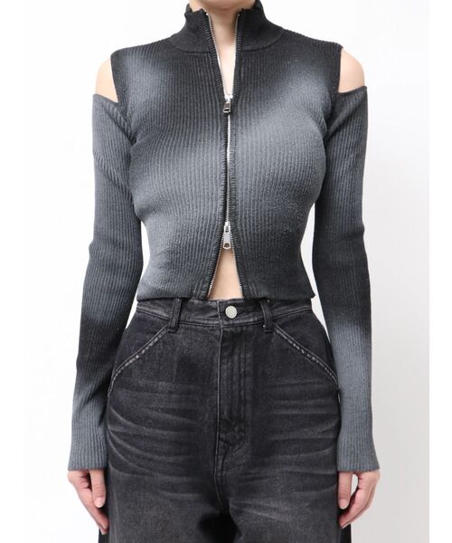 EMODA(エモダ)の「カットウォッシュドプレーティングジップニット(ニット/セーター・レディース・ブラック/ベージュ/ピンク・FREE)」の22枚目の写真