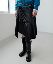 UNBALANCE MIDI SKIRT BLACK