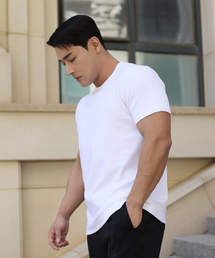 BOASTFIT（ボストピット）の「シグニチャーマッスルフィットコットンモーダル半袖Tシャツポールホワイト（Tシャツ/カットソー）」