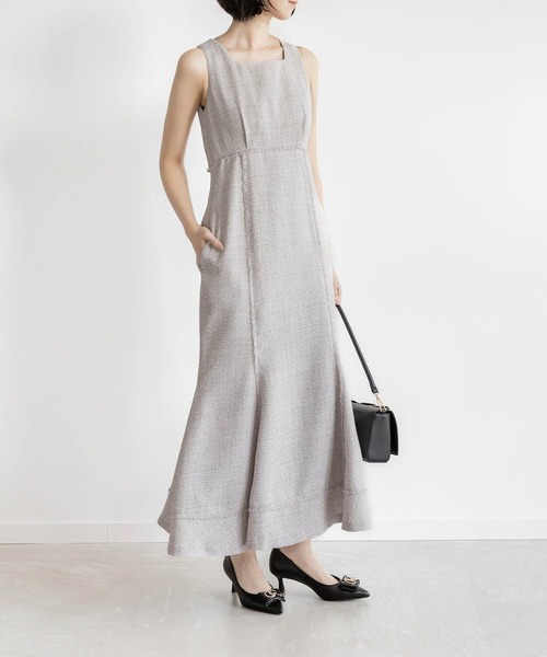 RANDA（ランダ）の「ツイードマーメイドワンピース（ワンピース・レディース・グレー/ピンク/ホワイト・0/1）」の2枚目の写真