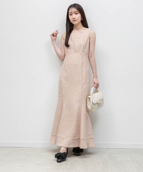 RANDA（ランダ）の「ツイードマーメイドワンピース（ワンピース・レディース・グレー/ピンク/ホワイト・0/1）」の3枚目の写真