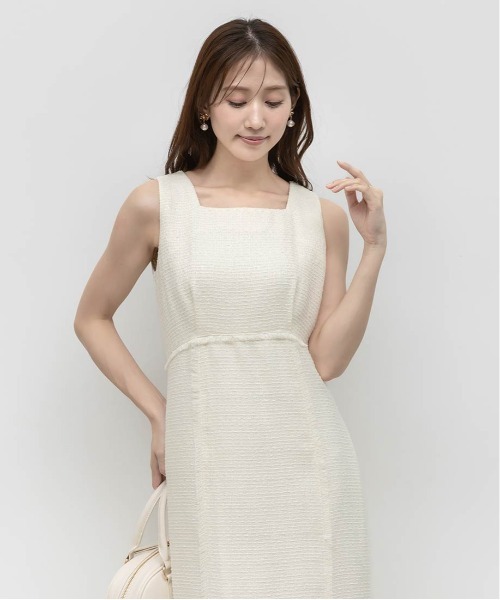 RANDA（ランダ）の「ツイードマーメイドワンピース（ワンピース・レディース・グレー/ピンク/ホワイト・0/1）」の4枚目の写真