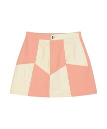 Coated color block skirt_Coral