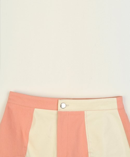 HIGH SCHOOL DISCO(ハイスクールディスコ)の「Coated color block skirt_Coral(スカート・レディース・その他・S/M)」の4枚目の写真