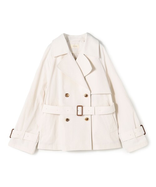 DES PRES（デ・プレ）の「コットンドライクロス ショートトレンチコート（トレンチコート・レディース・ブラウン/ホワイト・FREE）」の2枚目の写真